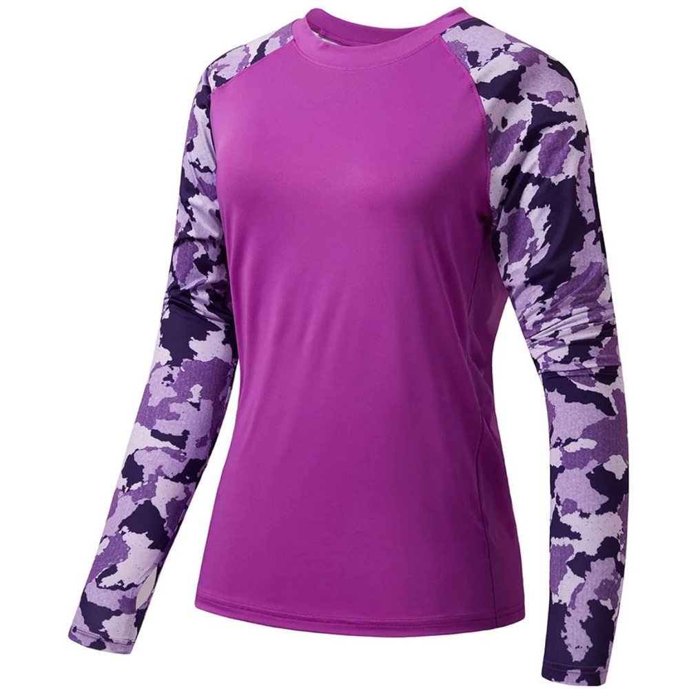 Bassdash Women’s UPF 50+ Camo Long Sleeve Fishing Shirt Violet Purple Camo 3X